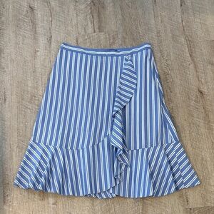 Talbots Blue and White Striped Ruffle Wrap Skirt